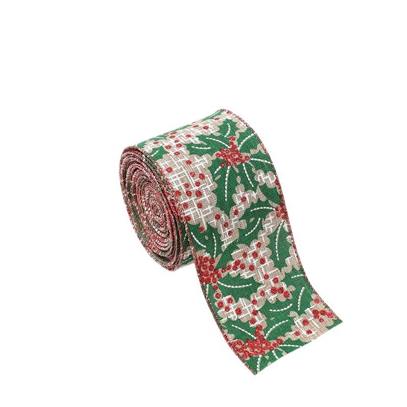 Xmas Gift Wrap Ribbon Tree Printed Bouquet Ribbon Hand Knitting Gift Box Packing Strap Party Decor