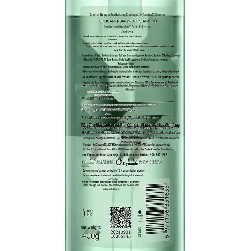 SLEK O₂ Dynamic Cool Anti-Dandruff Shampoo