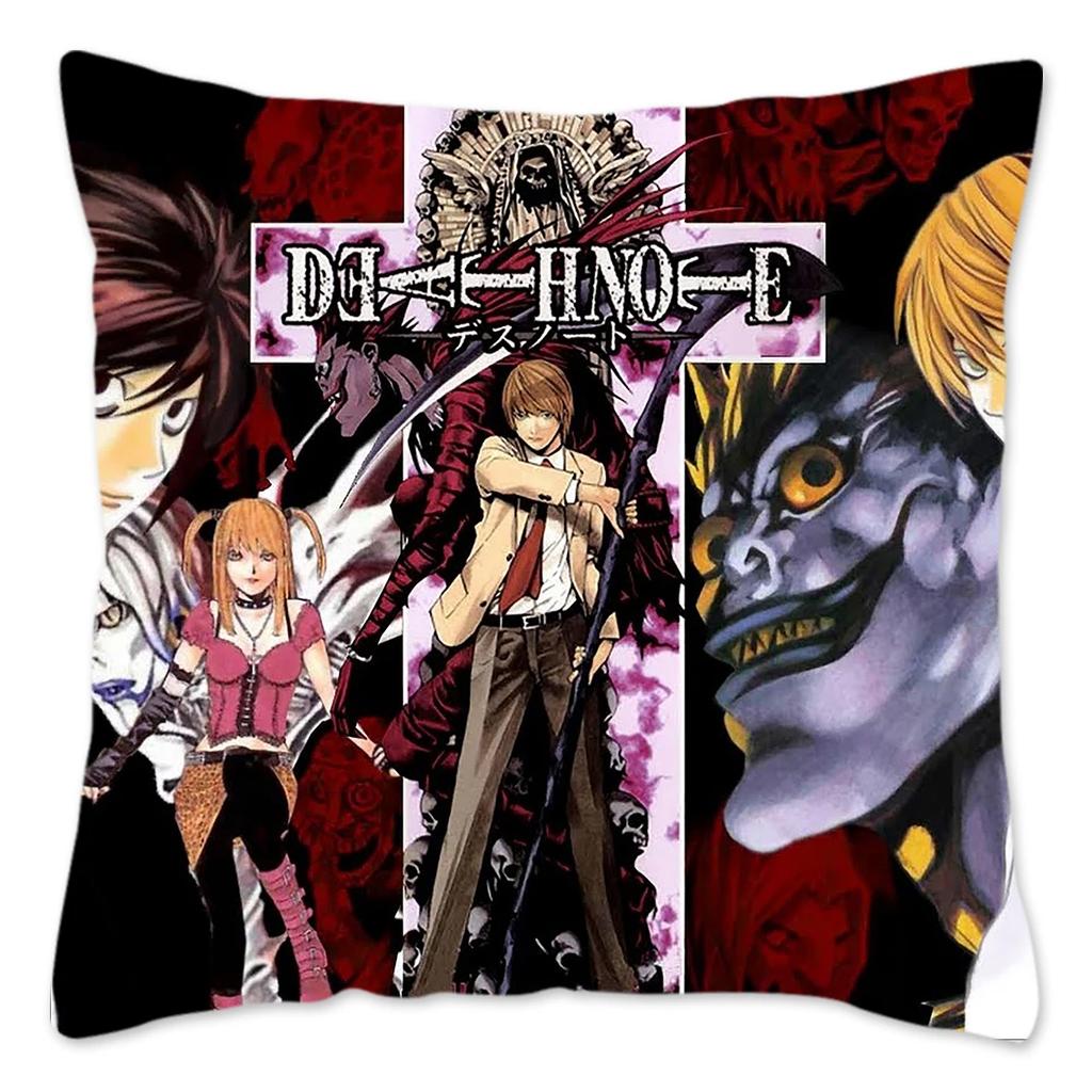 Anime DEATH NOTE Kissenbezug Heimdekoration Polyester Kissenbezug für Sofa Dekokissenbezug Resuable Funda Cojines 45x45