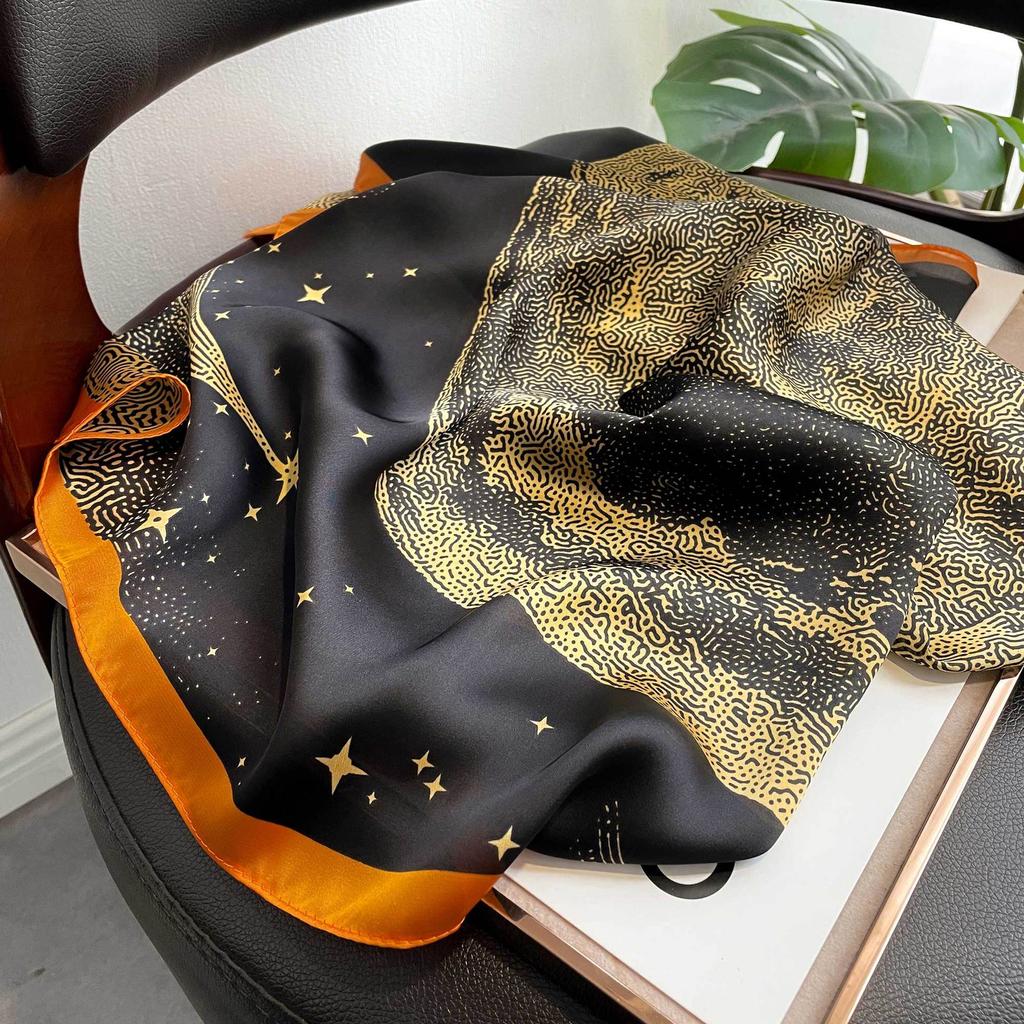 Wysokiej jakości luksusowe jedwabne szale z pałąkiem na głowę szaliki szalik dla kobiet łańcuszek jedwabny szal damski dekoracyjny szal