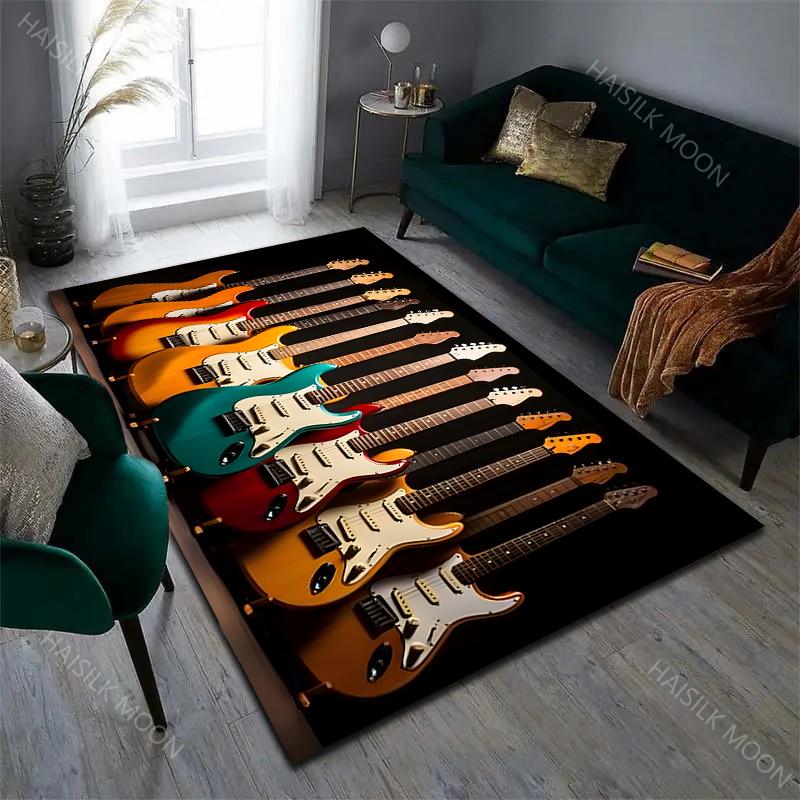 6 Styles Rock Guitar Pattern Carpet for Living Room Bedroom Sofa Home Decor Non-slip Floor Mat Large Size Holiday Gift