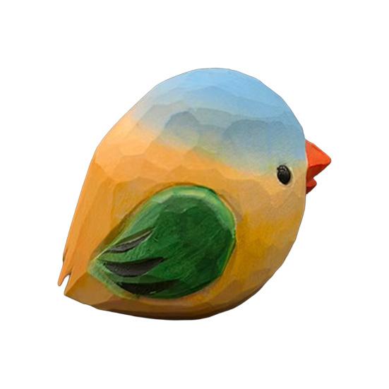 Mini Wood Carving Bird Ornament Hand-Carved Painted Bird Figurine Statue Sculpture Home Office Desktop Decoration Ornament