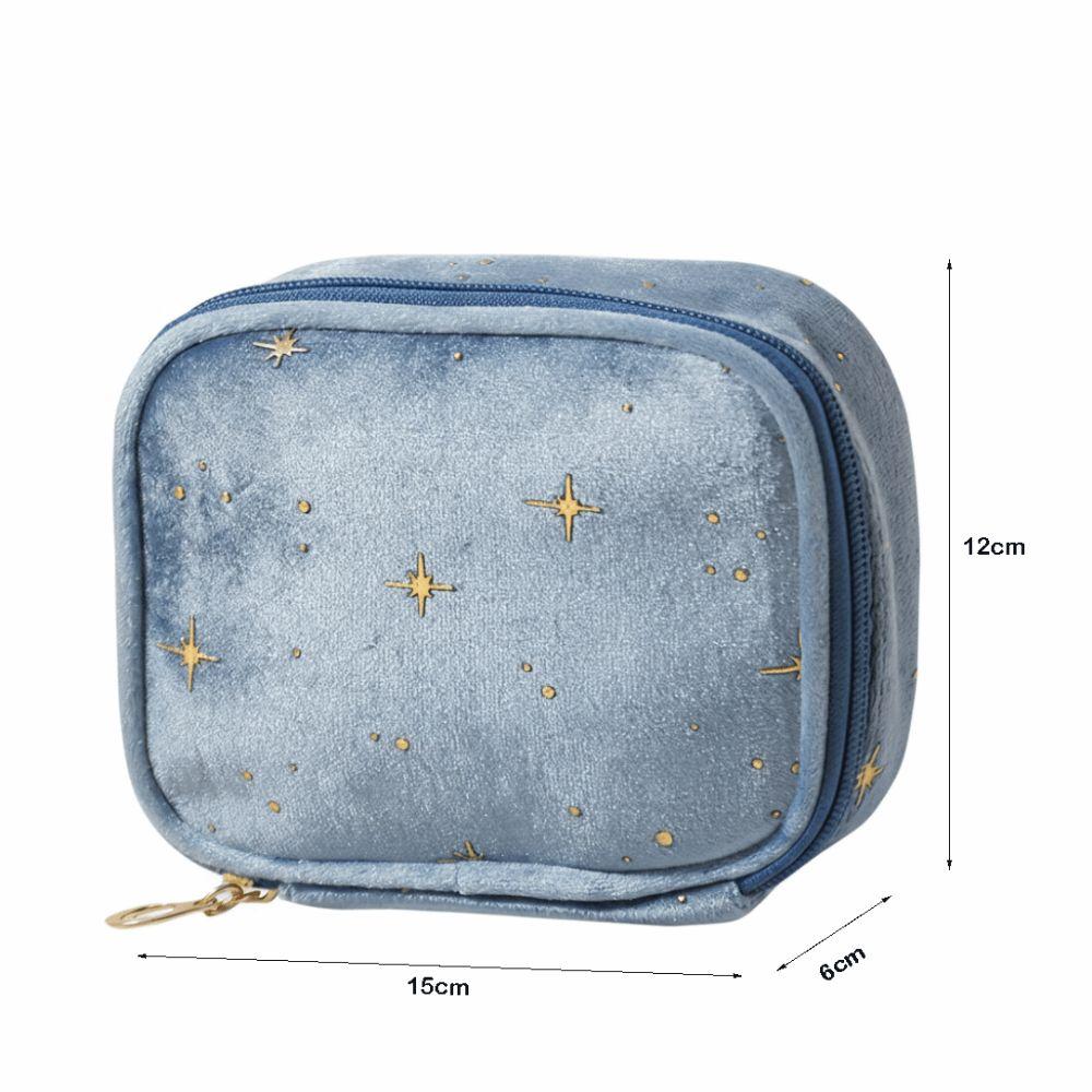 Multi-Use Portable Sparkling Star Makeup Bag Mini Size Square Shape Velvet Makeup Bag Makeup Pouch for Women