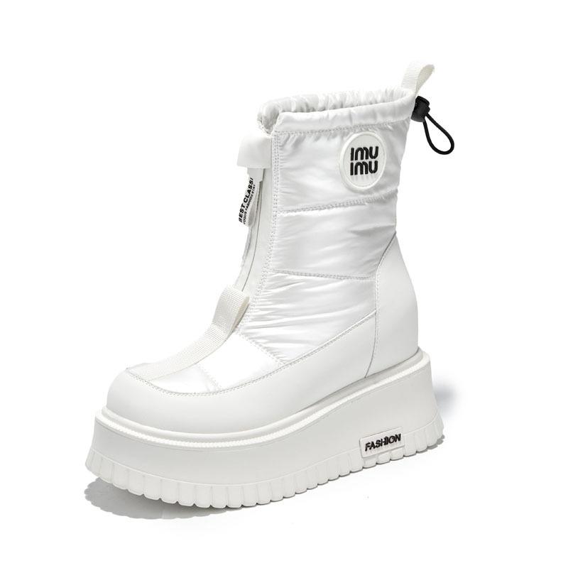 

8655 зимние детские ботинки на толстой подошве, на танкетке, на бархатной подкладке, нескользящие, для снежной погоды, 2025, новая коллекция, теплые хлопковые ботинки 40 белый