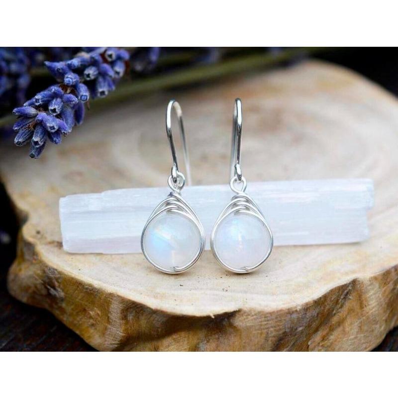 

Винтажные серьги Moonstone Серьги в европейском и северо-панковском стиле с радужными драгоценностями и серьги-гвоздики 925 Silver