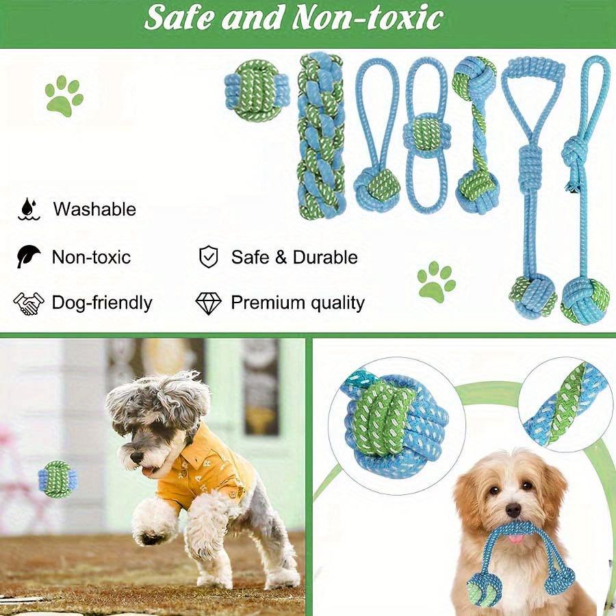 7pcs Multi-Purpose Dog Leash Chew Toys, Interactive Pull Knot Toys with Rattle Ball, Durable Training Set, Indoor/Outdoor Play