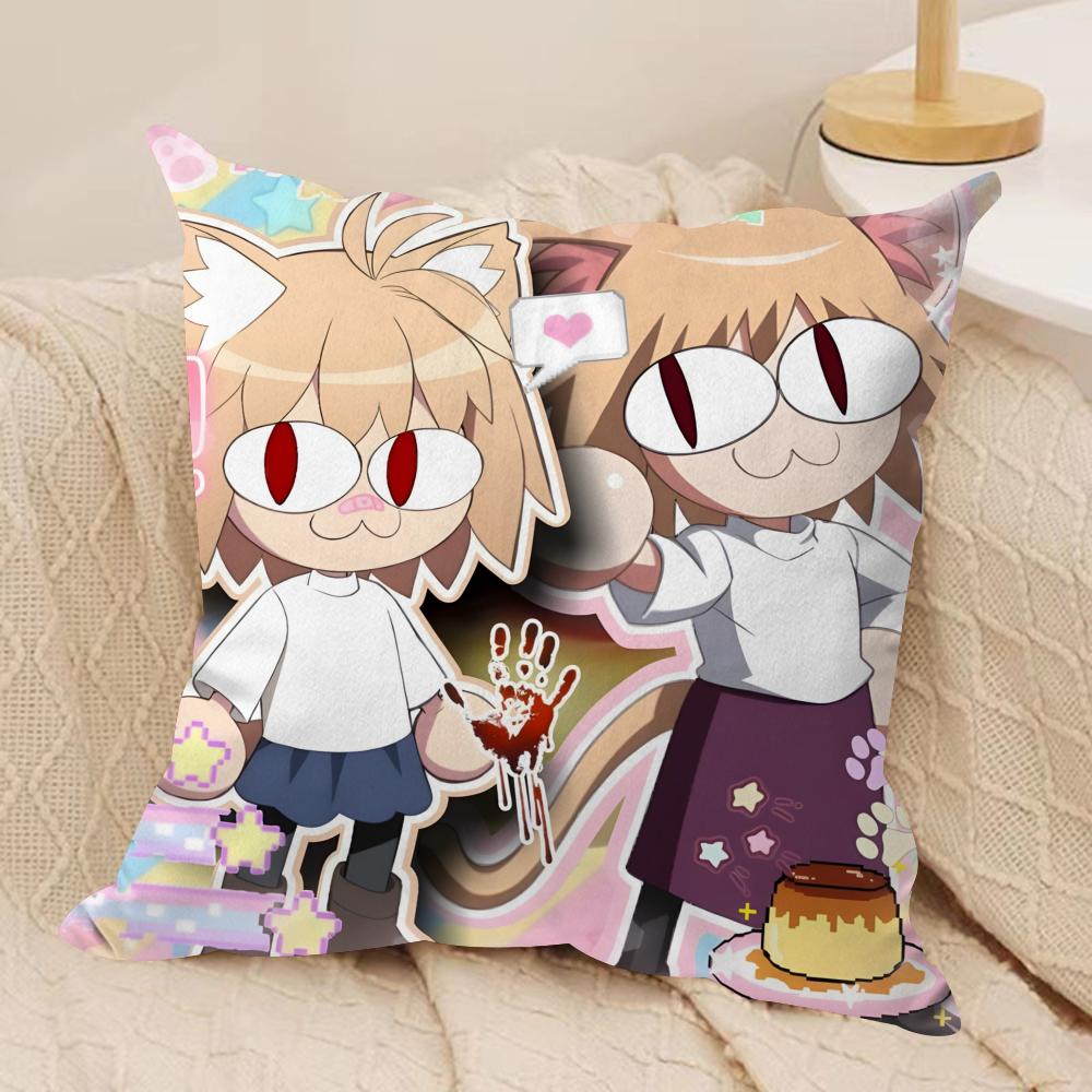 Neco Arc Kawaii Cushion Cover Soft Plush Fabric Double-Sided Printed Sofa Cushion Cover for All Seasons Home Decor Gift