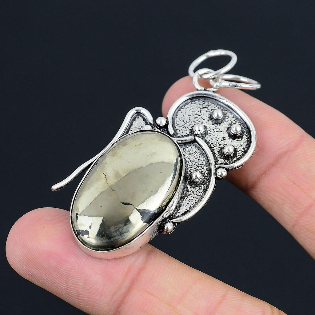 Birthday Gift For Her Natural Pyrite Gemstone Pendant 925 Sterling Silver