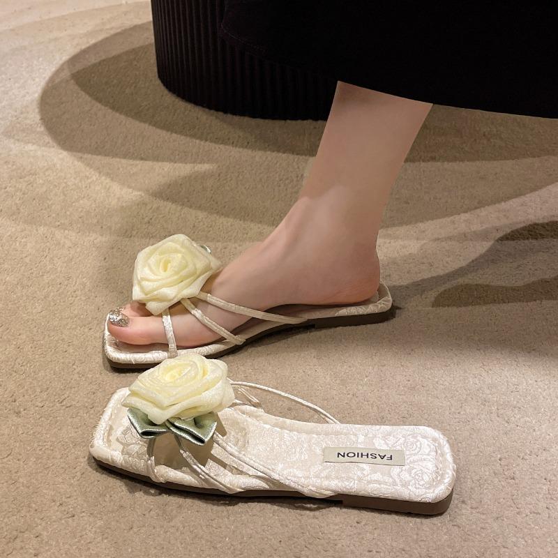 

2025 New Fashion Women s Shoes Summer Square Head Open Toe Sexy Flower Thick Heel Casual Style Sandals 37 белый