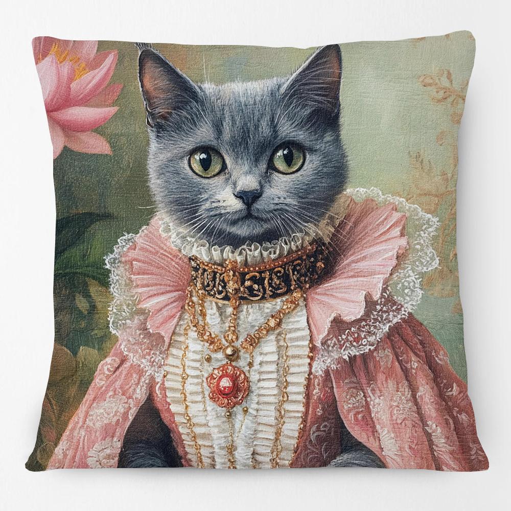 Victorian Princess Cat Labrador Dog Lord Greyhound Pet Portrait Print Cushion Cover Pillow Case