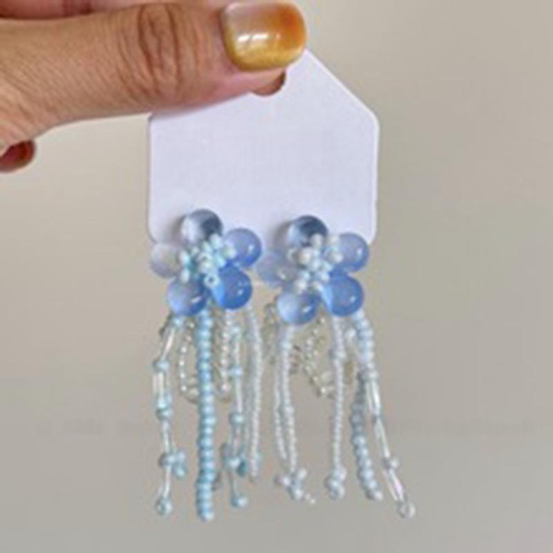 Summer Dopamine Colored Flower Stud Earrings Women's Vacation Atmosphere Versatile Earrings Fashion Smudge Temperament Earrings
