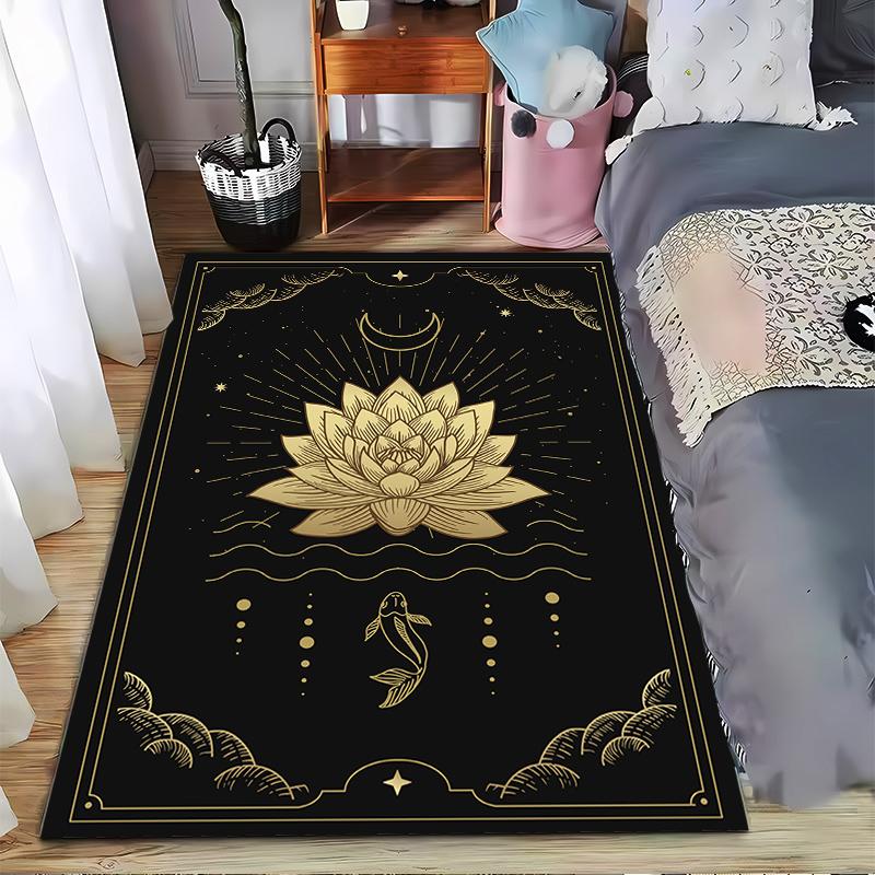 

Elegant Golden Lotus and Fish Carpet Design Suitable for use as an anti-slip game mat for living room and bedroom sofas 40x60cm( 15x23in )