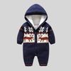 Winter Weihnachten Elch Infant Baby Verdickung Warme Overall Neugeborenen Jungen Mädchen Strampler Overalls