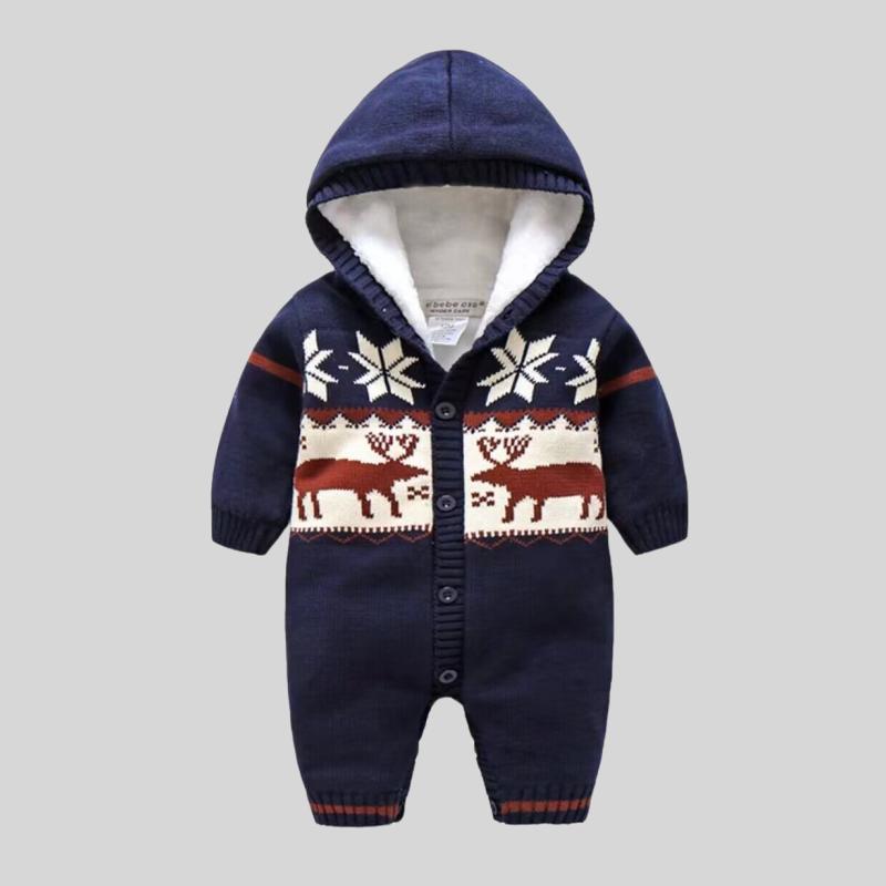 Winter Weihnachten Elch Infant Baby Verdickung Warme Overall Neugeborenen Jungen Mädchen Strampler Overalls