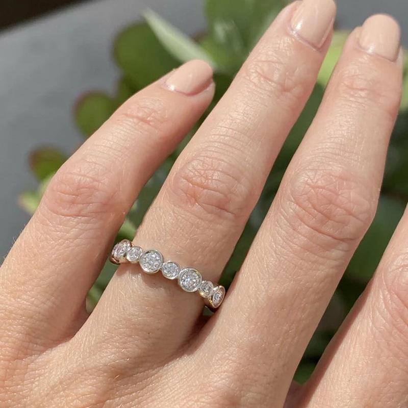 Trendy Round Cubic Zirconia Ring for Women copper Color/Gold Color Statement Female Accessories Daily Wear Luxury Zircon