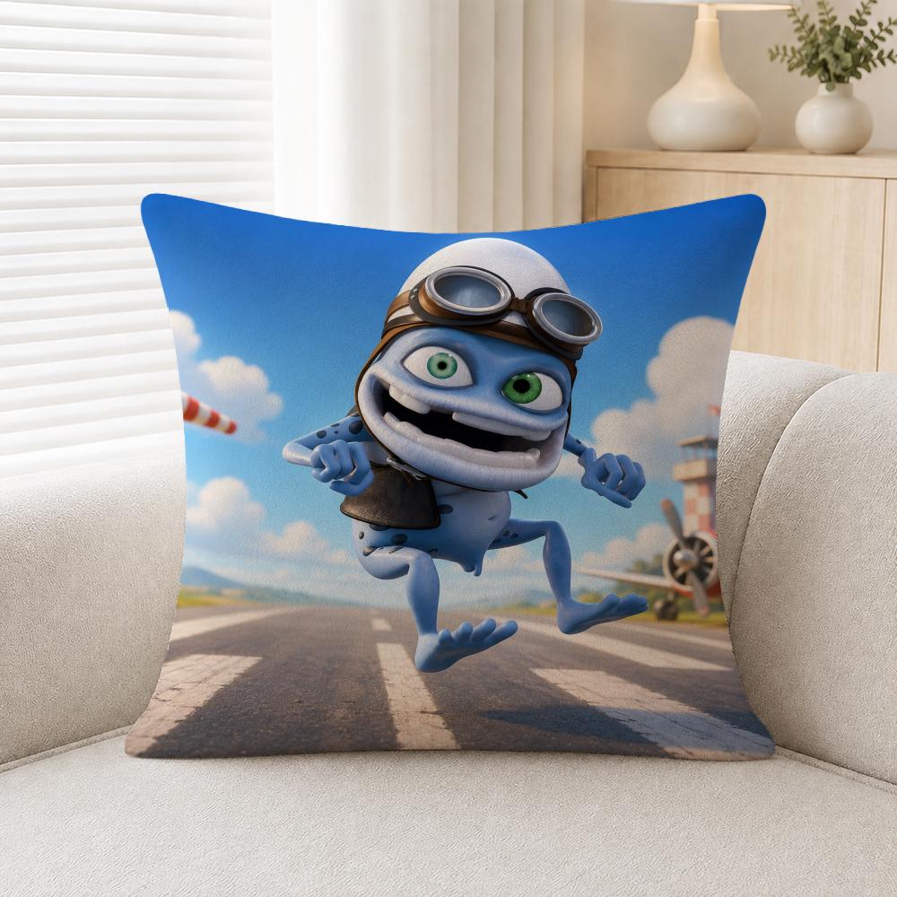 Character Crazy Frog Cushion Cover Soft Plush Cushion Covers Fluffy Throw Pillow Cases For Sofa Bedroom Home Decor