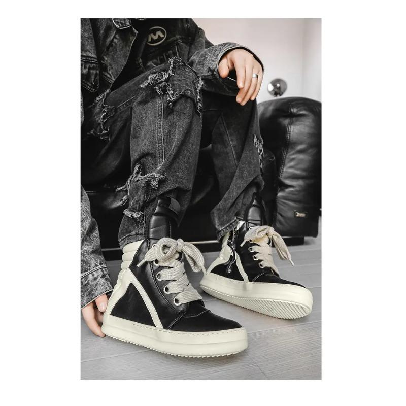 Classic Design Men's Sneakers Wide Shoeslace Men's Casual Shoes Thick Sole Women Leather Sports Shoes