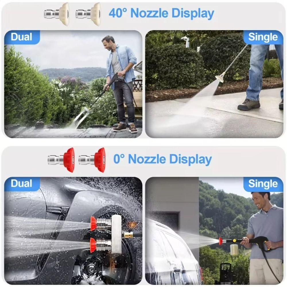 4000 PSI Power Washer Nozzle Stainless Steel Dual Nozzle Double Nozzle Adapter  Pressure Cleaning