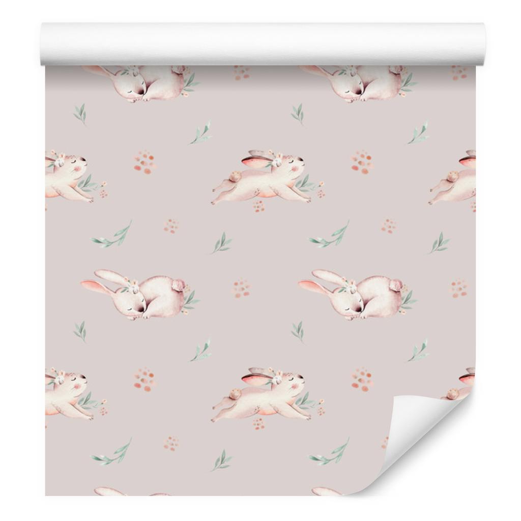 Rabbits with Flowers Wallpaper for Living Room and Bedroom 50x1000