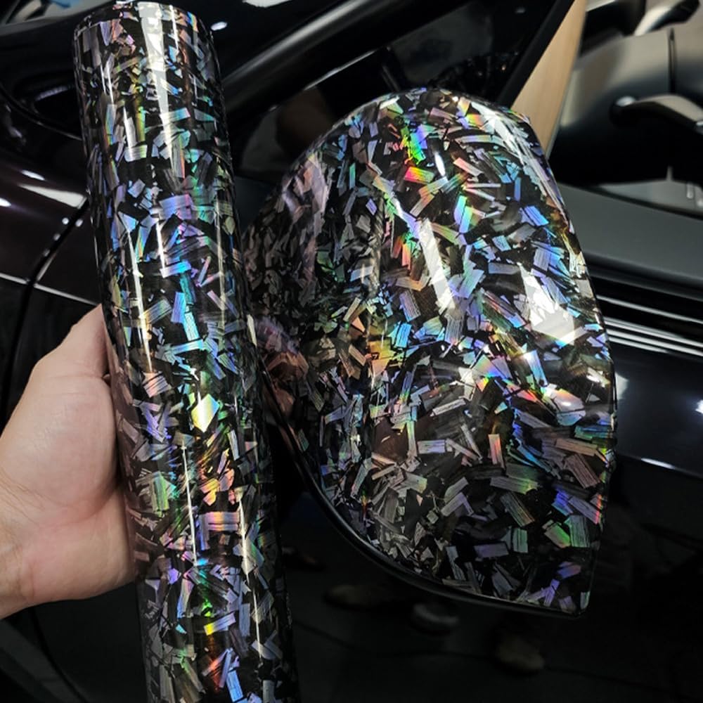 Chrome Black Forged Gloss Carbon Fiber Car Vinyl Wrap Roll Air Release Adhesive Film Decal Sheet DIY Decor