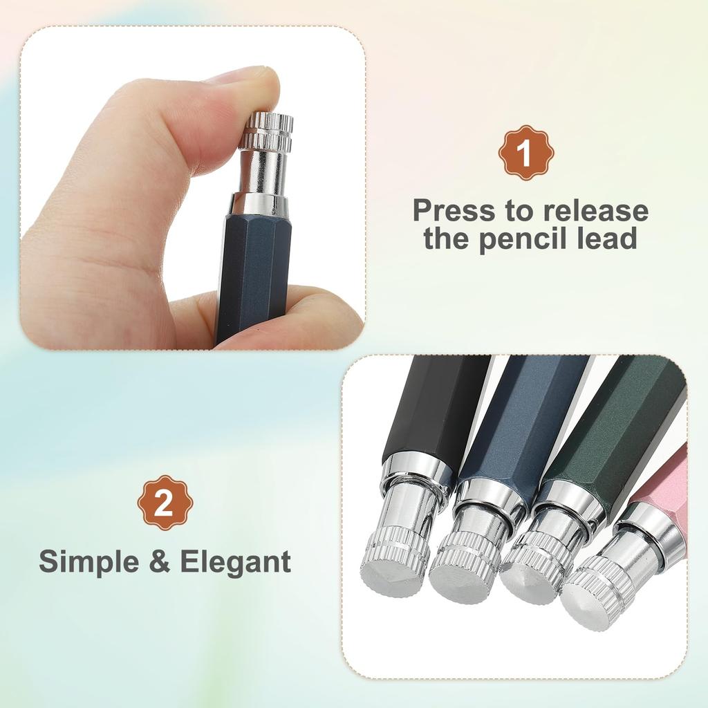 PATIKIL Mechanical Pencil Large Automatic Metal with Sharpener for and Blue 2-Pack Set, 5.6mm Lead, Holder, Graphite, Drawing, Art, Sketching,