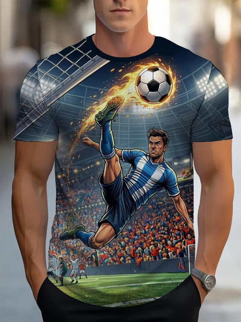 

Men s Retro 3D Graphic Print T-Shirt - Perfect for Daily Wear and Vacation S