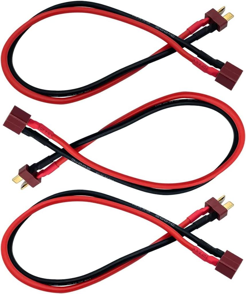 3pcs Deans T Plug Extension Cable, Deans T Plug Male Connector to Deans T Plug Female Connector, Wire Adapter for RC DIY Spare Parts, Remote Control