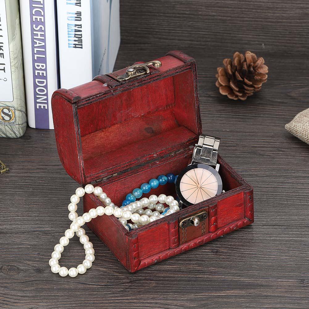 Vintage Wooden Jewelry Storage Box Handmade Wooden Decorative Display Case