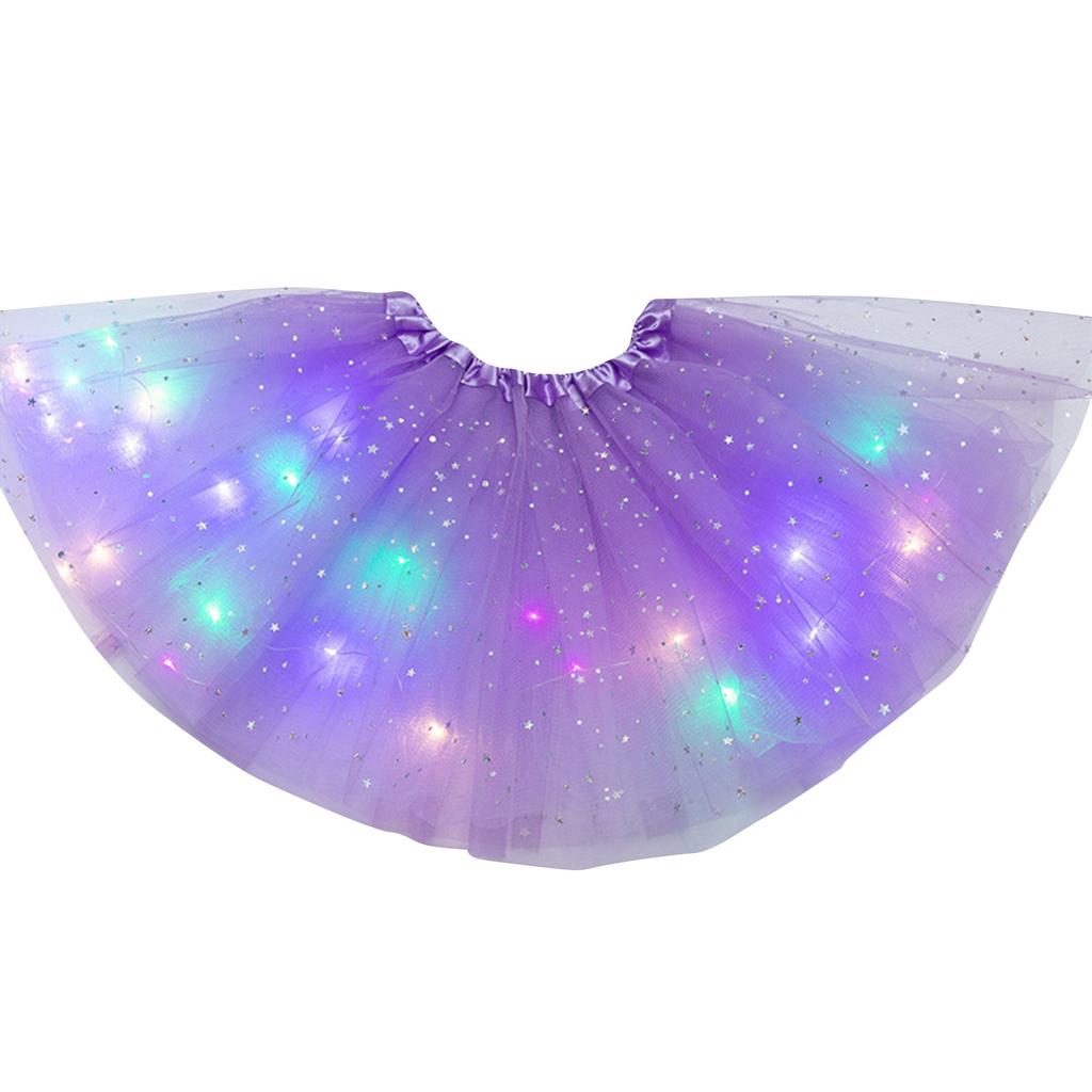Women's Sequined Light-emitting Half-length Mesh Skirt LED Light Tulle Skirt
