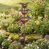Vintage Iron Bird Water Dispenser 3-Tier Bowl Garden Rain Catcher  Outdoor Garden