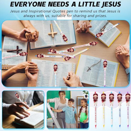 5/10Pcs Easter-themed Ballpoint Pens Bible Verse Jesus Ball Pen with Inspiring Quotes Easter Egg Basket Christian Faith Party Favors