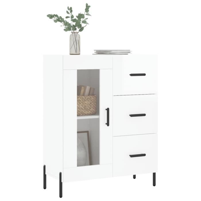 VidaXL Buffet Blanc brillant 69,5x34x90 cm Bois d'ingénierie 828054