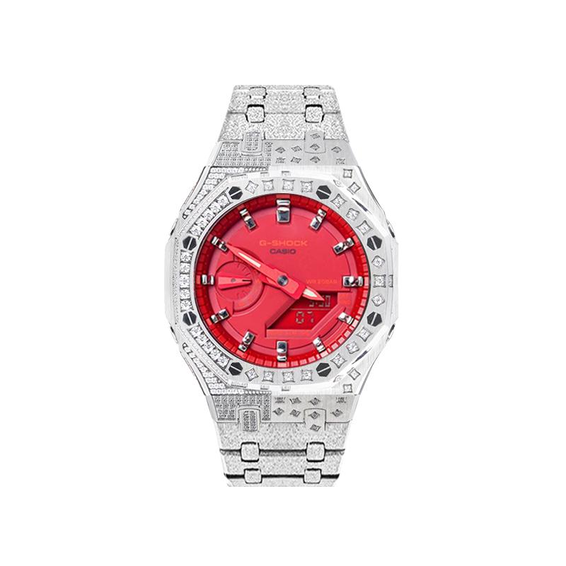 Casio Men Liquid Crystal,Analog Dual Display Series Red Watch GA-2100-4A(Watch8--)
