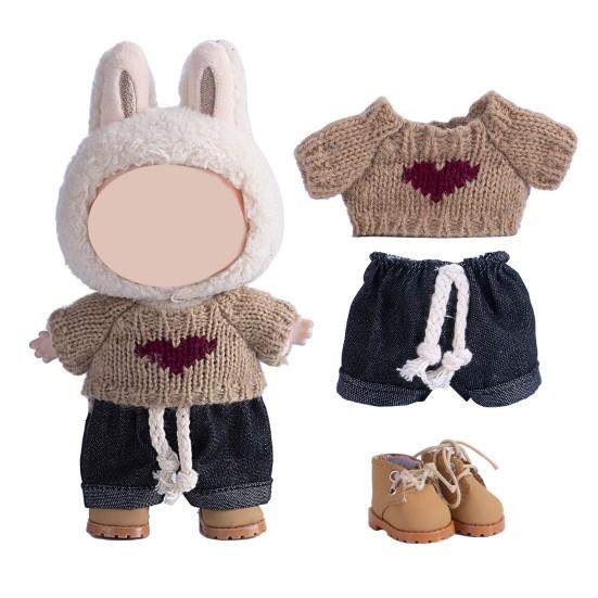 Doll Clothes Set Jeans & Knitted Sweater Baby Outfit for 15cm Dolls Trendy Doll Outfit Collection for Doll Collectors