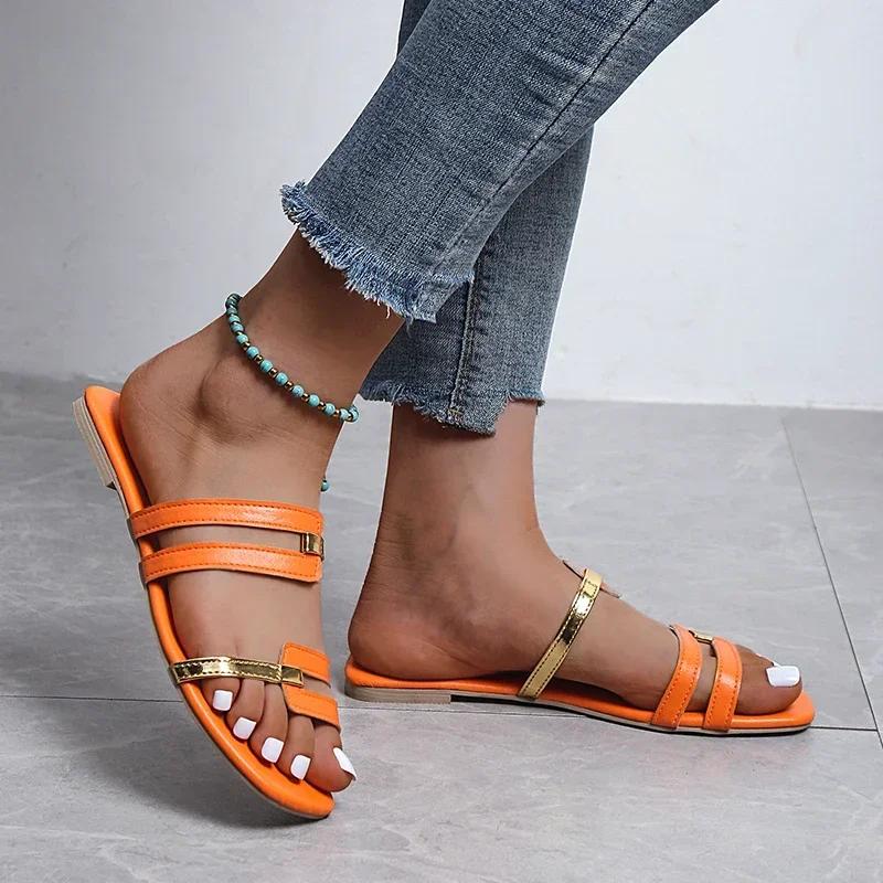 Women Casual Anti-slip Slippers Comfortable Outdoor Sandals Fashion Flat Slippers Elegant Designer Shoes Summer New Slides Women