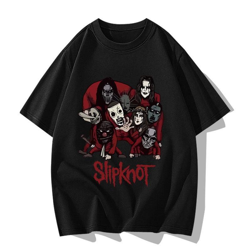 2026 Nuova T-shirt Americana Street Heavy Metal Slipknot Stampa Grafica Stampa Pattern Periferico della Band T-shirt Estiva a Maniche Corte