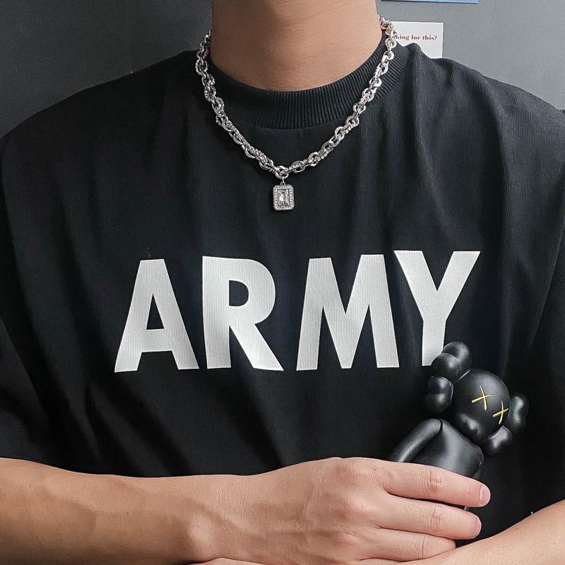 Unisex Cuban Chain Necklace: Titanium Steel, Hip-Hop Style, Rock Sugar Letter Design