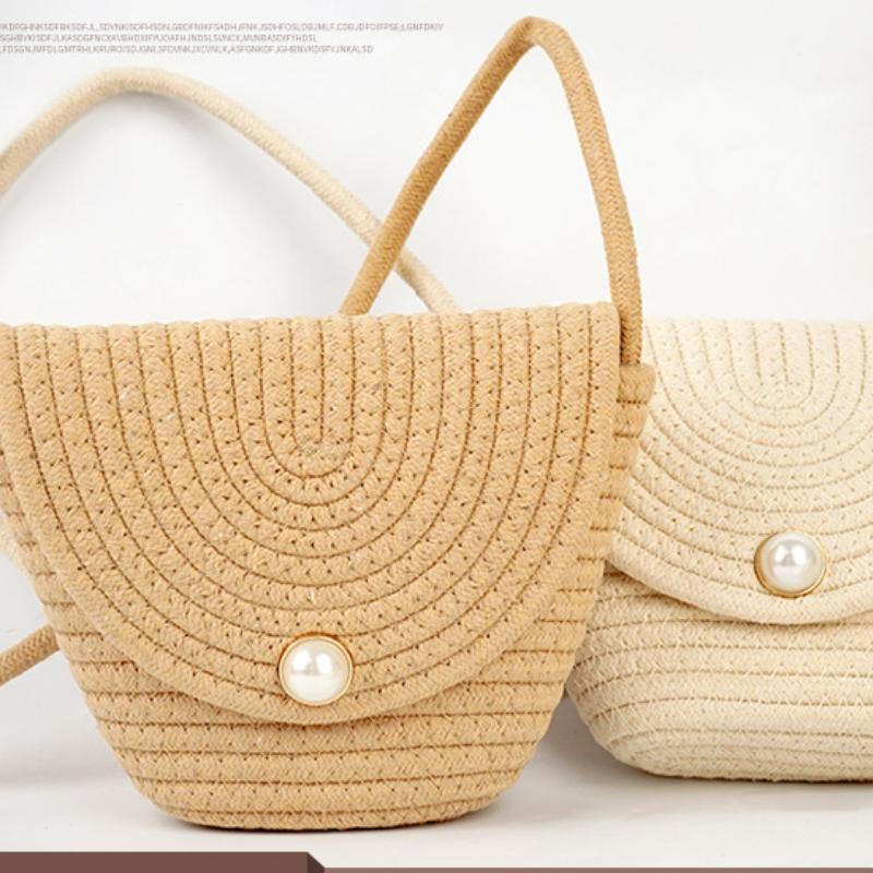 

Женские сумки через плечо, новая плетеная соломенная сумка для отпуска, универсальная плетеная сумка из хлопковой веревки и ротанга, пляжная сумка, ручные сумки, сумки через плечо