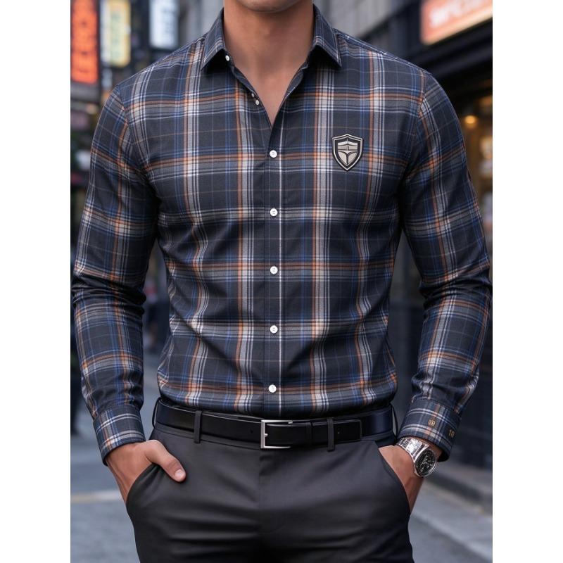 Men's coded shirt fashion elementsskin-friendly and delicate, spring and autumn base shirt