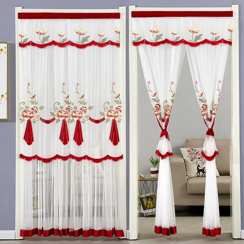 Двухслойная кружевная затемняющая штора без сверления для спальни, кухни или ванной комнаты 90x190cm