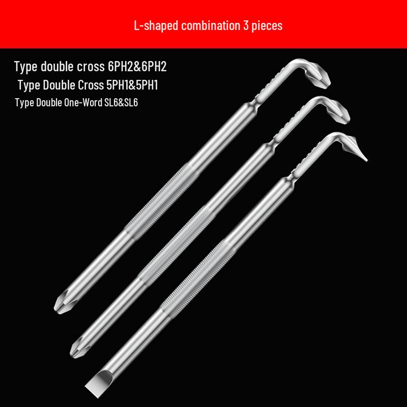 Z- & L-shaped Right Angle Wrench: Dual-Use Phillips, Slotted, Hex, Torx Screwdriver Set