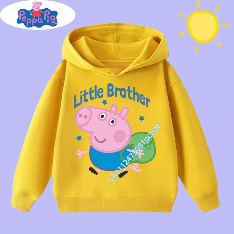 new children's clothing Children's hooded sweatshirt with Peppa Pig cartoon print - Boys' sports shirt for girls, casual top