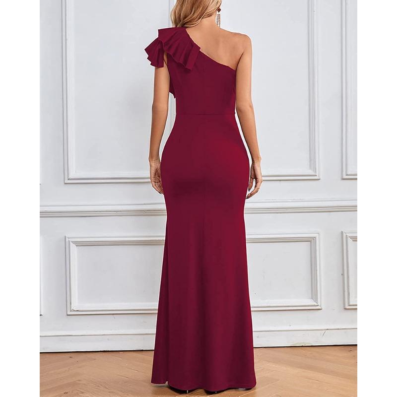 Vestido de Mujer de un Hombro Vestido de Dama de Honor Vestido de Fiesta de Cóctel Vestido de Noche