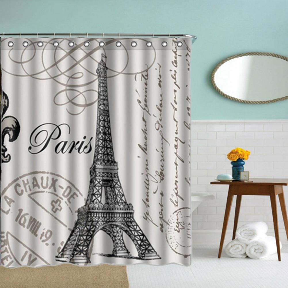 Buy Vintage Eiffel Tower Waterproof Shower Curtain Polyester Fabric