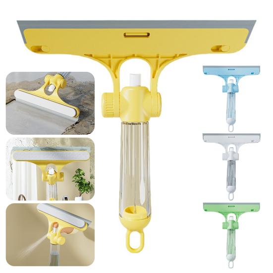 Glass Scraper Ergonomic Handle 3-in-1 Window Cleaning Tool with Spray