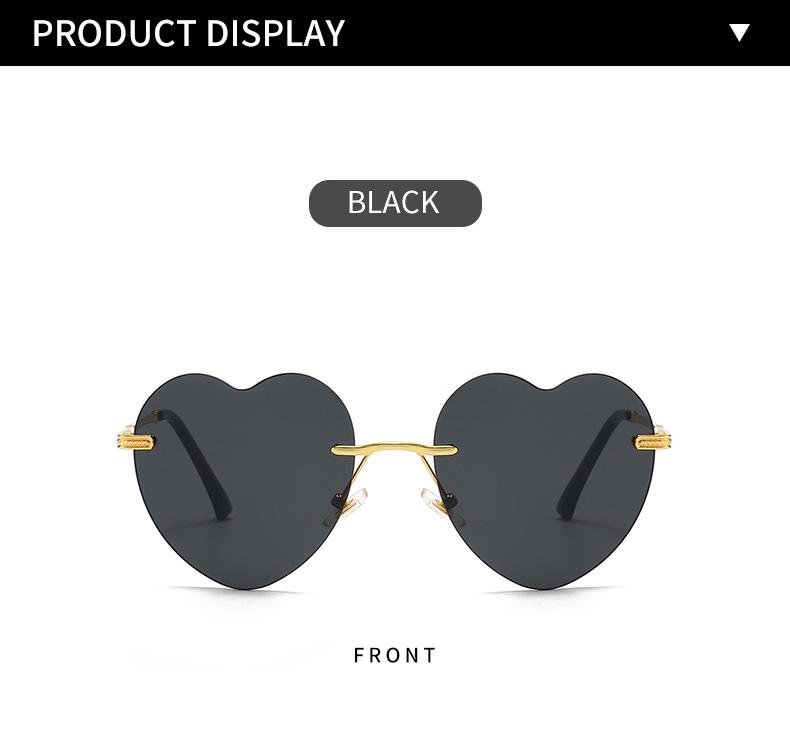 New Women's Heart-Shaped Rimless Metal Sunglasses - Trendy European and American Fashion