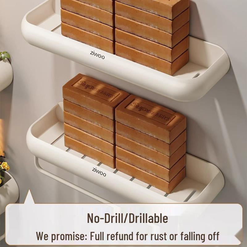 Wall-Mounted Punch-Free Bathroom Shelf for Toiletries and Vanity Storage