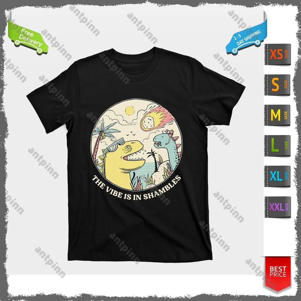 The Vibes Are In Shambles Funny Meme Sarcastic Shirt Big Bang Dinosaur T-Shirt Unisex T-Shirt XL