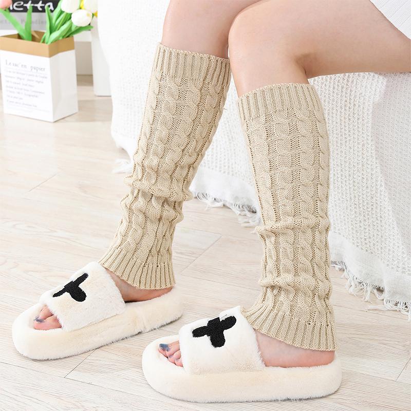 Korean Women Autumn/Winter New JK Knitted Foot Cover Stacking Socks with Yarn To Keep Warm Leg Warmers Leg Protection Boot Cover