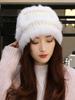 Rabbit Fur Knitted Bucket Hat Women's Autumn and Winter Ear Protection Warm Windproof Wool Hat Winter Hat